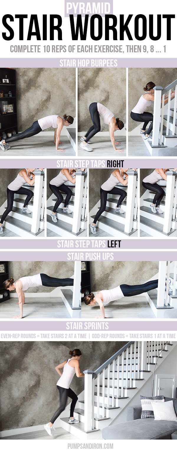 Stair Pyramid Workout - bodyweight exercises and stair sprints