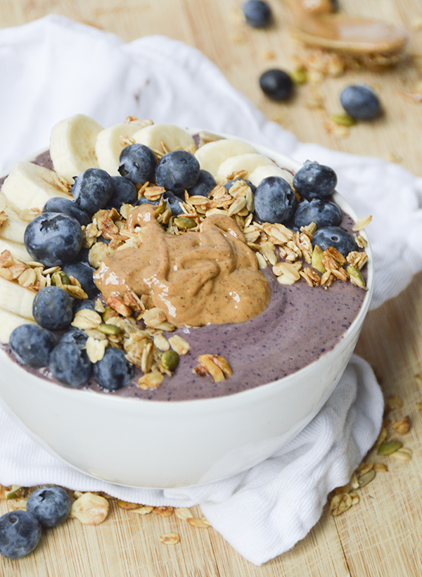 Peanut Butter Protein Acai Bowl - love smoothies but finish them feeling unsatisfied? Add some peanut butter, protein powder and a spoon for a refreshing but filling breakfast.
