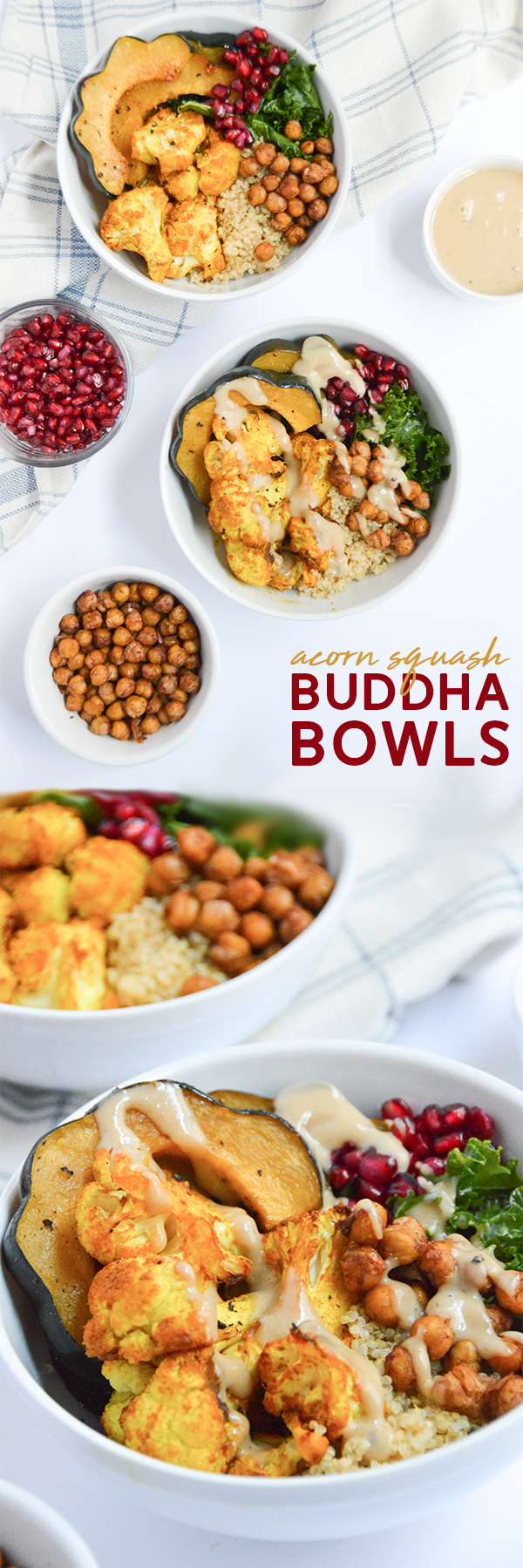 Roasted Maple Acorn Squash & Turmeric Cauliflower Buddha Bowls