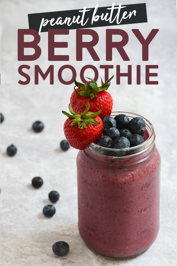 Peanut Butter Berry Smoothie - This simple smoothie recipe is delicious! #smoothie #smoothierecipes #vegan #plantbased