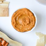 This roasted sweet potato hummus is a delicious twist on the traditional. Use it as a dip or sandwich spread.