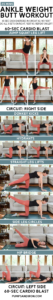 Ankle Weight Booty Workout - target your glutes with this 25 minute workout using ankle weights #workout #fitness #glutes https://pumpsandiron.com