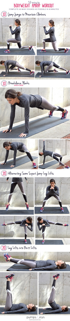 30-Minute Bodyweight AMRAP Workout  Pumps & Iron