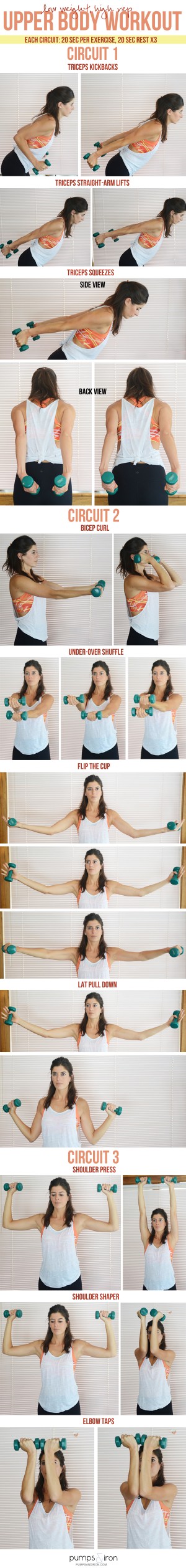 15-Minute Upper Body Workout (Low Weight, High Reps) | Pumps & Iron