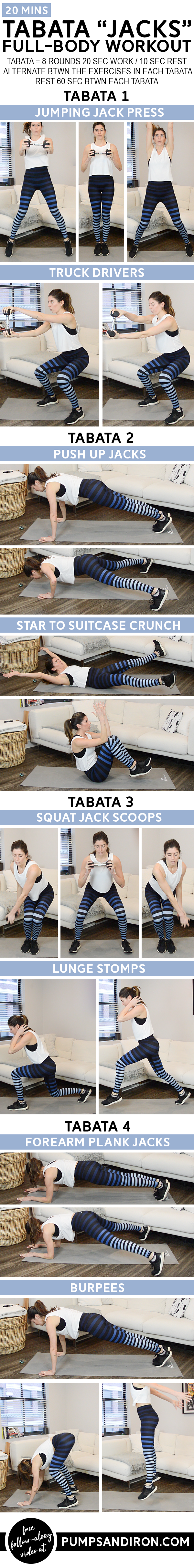 Tabata "Jacks" Workout - This tabata workout will take you just under 20 minutes. #tabata #hiit #workout #fitness https://pumpsandiron.com