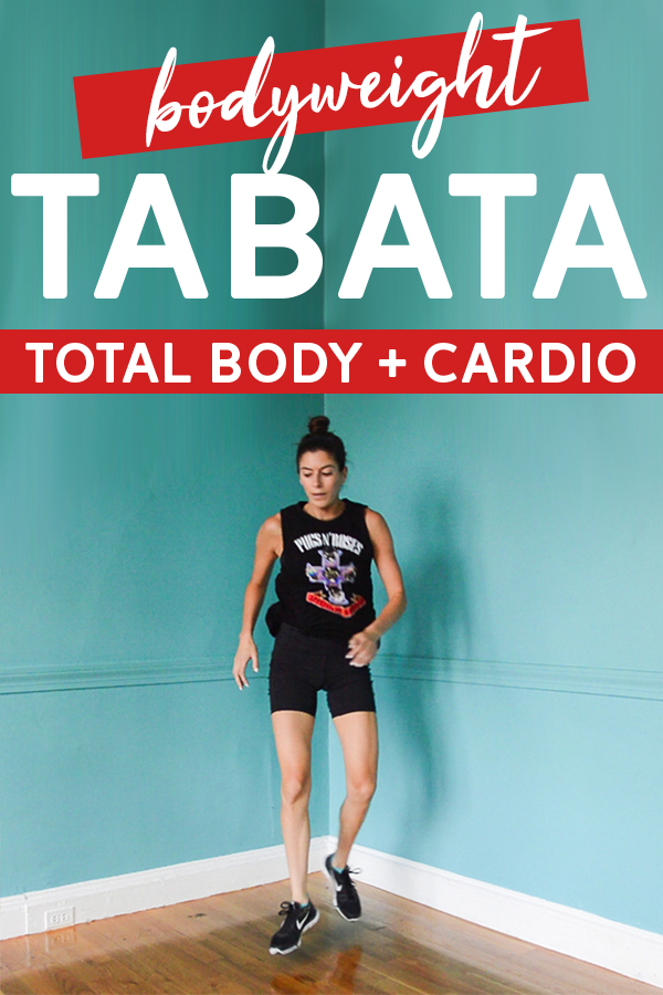 Bodyweight Tabata Workout: Total Body + Cardio  - This 12-minute workout is broken up into three tabata supersets. Video included so you can follow along at home! #tabata #tabataworkout #bodyweightworkout #athomeworkout #intervaltraining #hiit