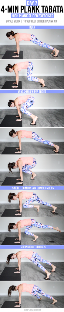 4-Min Plank Tabata Challenge (Day 7): Sliding High Plank Exercises ...