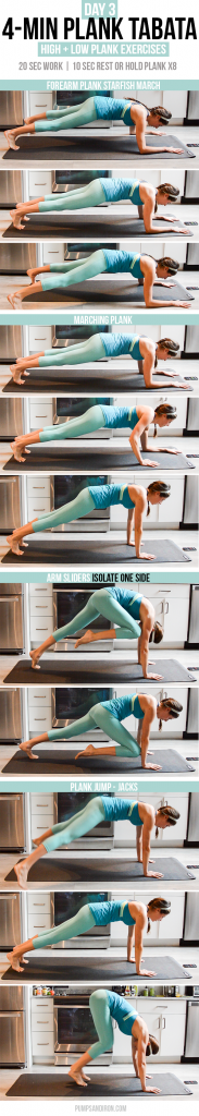 4-Minute Plank Tabata Challenge (Day 3): Forearm + High Plank Exercises ...