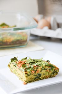 This turmeric egg bake is packed with spinach and shredded sweet potatoes for an easy, flavorful make-ahead breakfast.