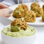 These chickpea veggie fritter bites with avocado dipping sauce make for a great snack or appetizer. I also like adding them to salads and Buddha bowls. 