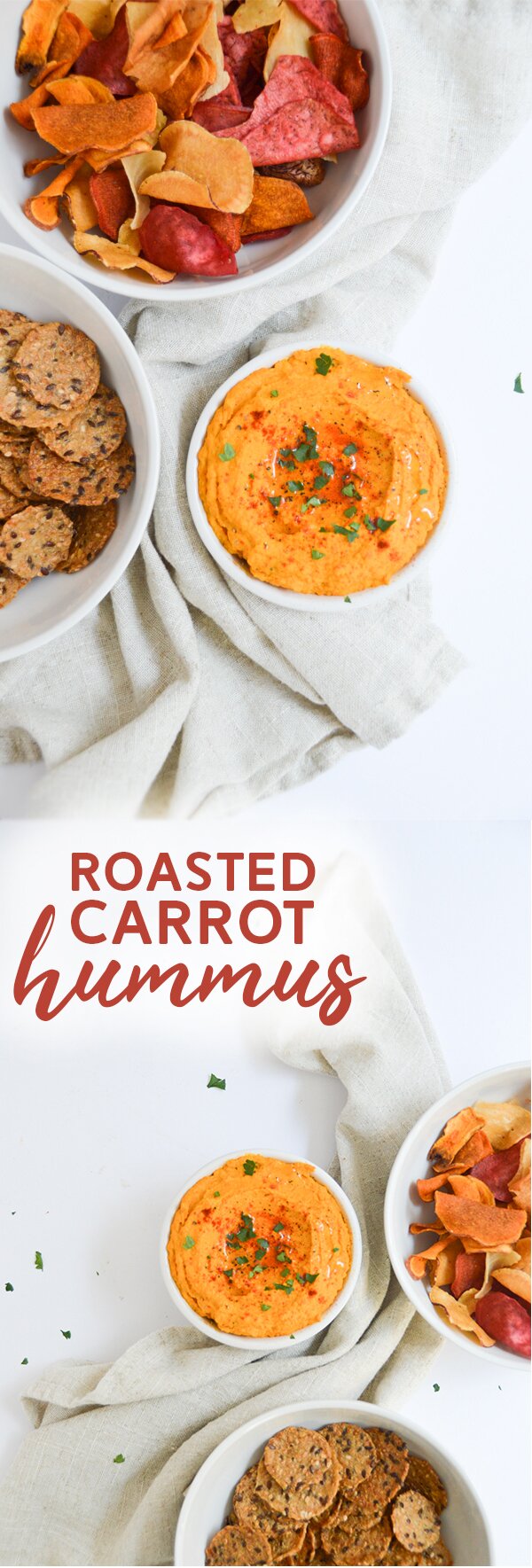 Roasted Carrot Hummus - This delicious roasted carrot hummus makes for a perfect dip or spread! #vegan #hummus #plantbased