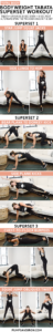12-Min Bodyweight Tabata Superset Workout (Total Body) - For this workout, you'll alternate between two exercises at a time, completing three supersets total. Perfect workout to do when short on time and equipment! #tabata #workout #fitness #pumpsandiron