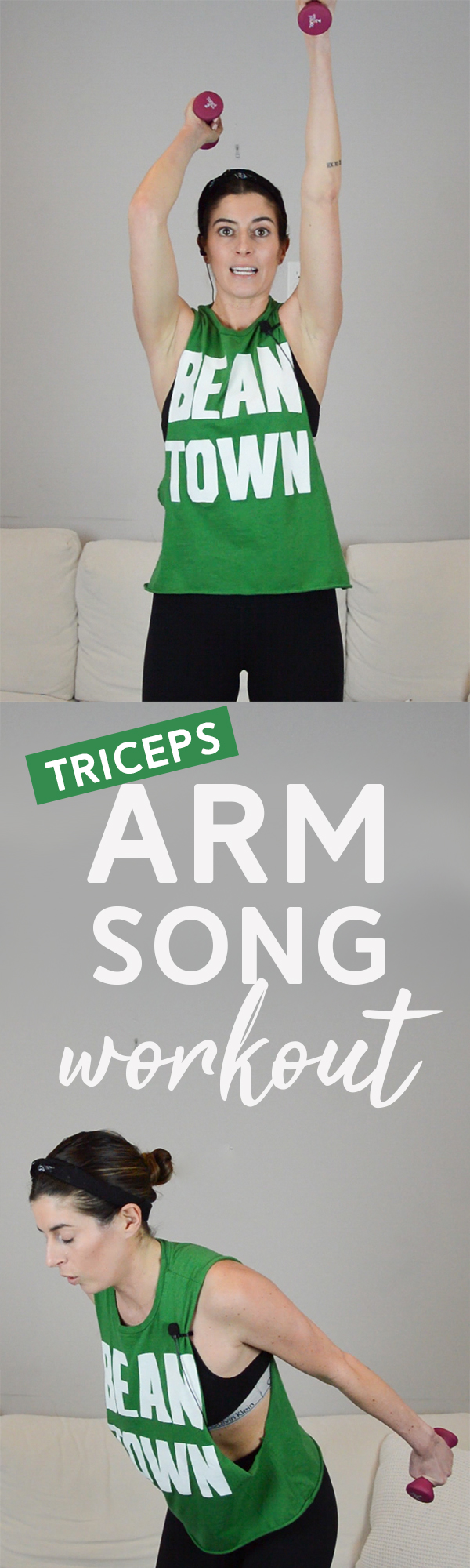 Triceps Workout: Light Weights, High Reps to the Music - work your triceps to the beat of the music! #triceps #tricepsworkout #armworkout #armsong