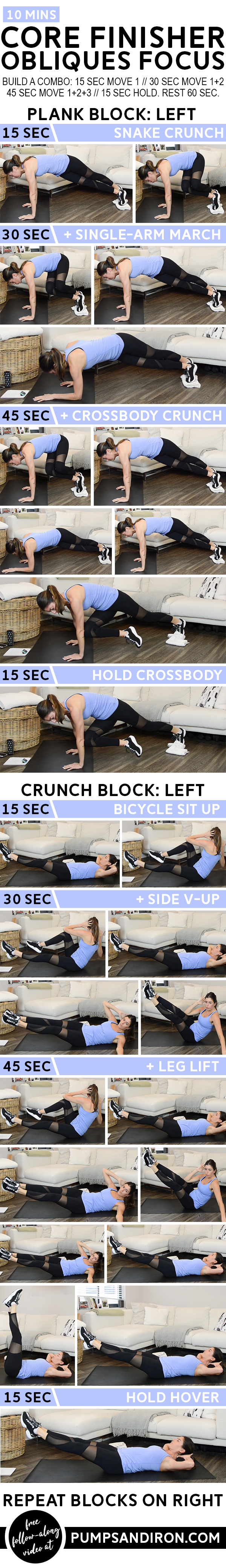 Core Finisher for Obliques - This 10-minute workout will focus on your obliques. All you'll need is a set of sliders. Video included! #obliques #abs #coreworkout #workout #fitness
