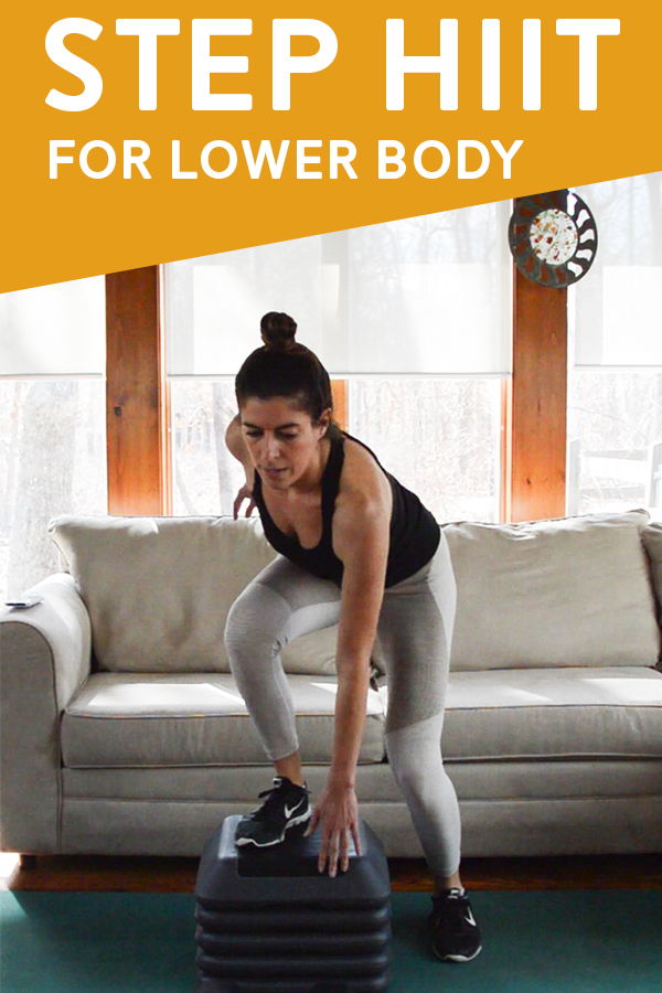 Step HIIT Workout for Lower Body - This HIIT workout uses a step bench and weight to burn out the lower body. #stepper #hiit #lowerbodyworkout #stepworkout
