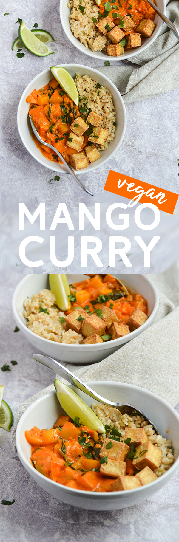 Vegan Mango Curry - This delicious mango curry recipe is easy to make and can be served over rice and with the protein of your choice (but go with tofu to keep it vegan). #curry #mango #vegan #veganrecipe #plantbased