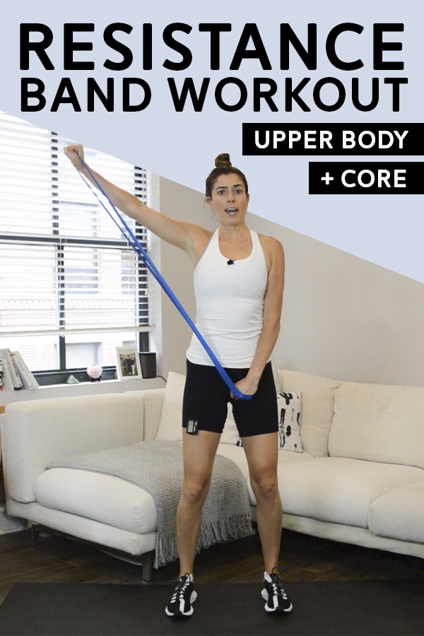 Upper Body & Core Resistance Band Workout - This workout is broken up into three circuits that'll target your upper body and core. #resistancetraining #athomeworkout #workoutvideo #coreworkout #upperbodyworkout