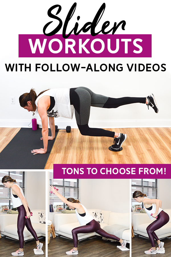Slider Workouts - Tons of slider workouts to choose from! Follow-along videos included so you can do them at home (or the gym). #sliderworkouts #workouts #workoutvideos