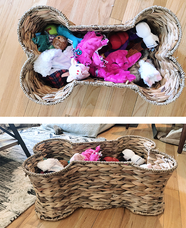 bone shaped dog toy basket