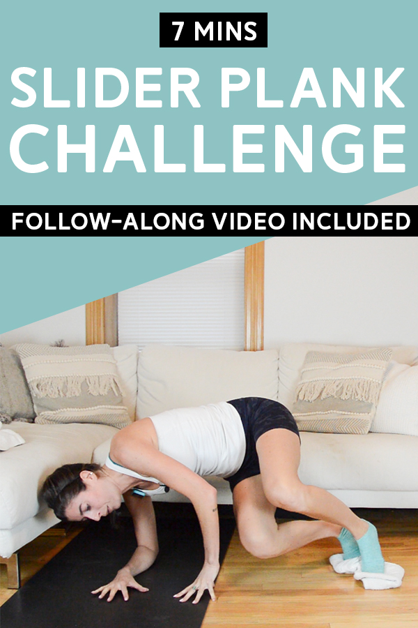 Slider Plank Challenge (7 Mins) - Grab a set of sliders (or dish towels!) and give this plank challenge a try. #sliderworkout #plankchallenge #plankworkout #workoutvideo