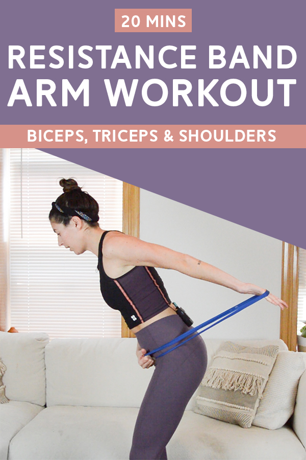 Resistance Band Arm Workout - Triceps, Biceps & Shoulders | 20-minute upper body workout with a resistance band loop. Biceps, triceps and shoulders are the focus. Video included! #resistancetraining #armworkout #resistanceband #workoutvideo