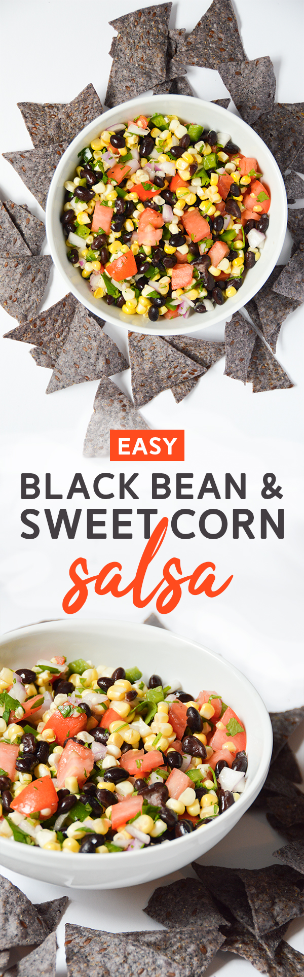 Black Bean & Corn Salsa - Under 10 ingredients in this easy black bean and sweet corn salsa! #salsa #recipe #plantbased