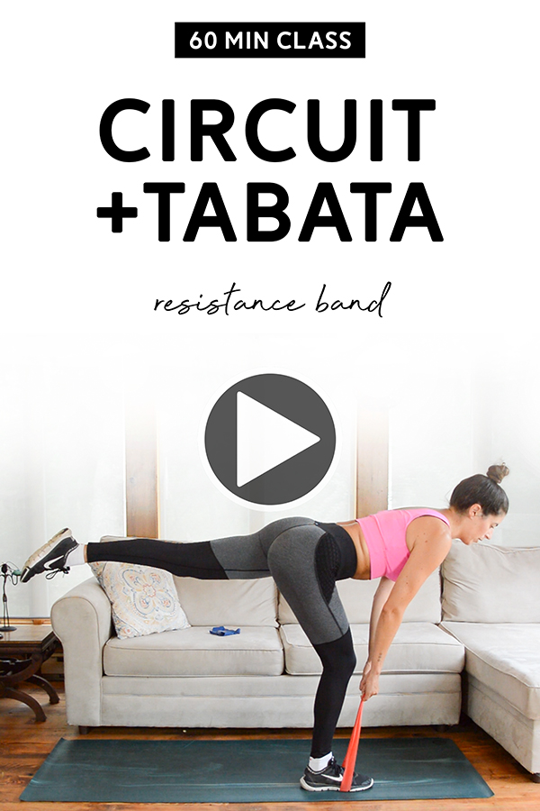 Circuit + Tabata Class (60 Mins) - Resistance Band | In this 60-minute workout class, you'll complete two strength circuits and two tabata sections. For equipment you'll just need a resistance band loop. #workoutclass #workoutvideo #fitness #nicolepearce