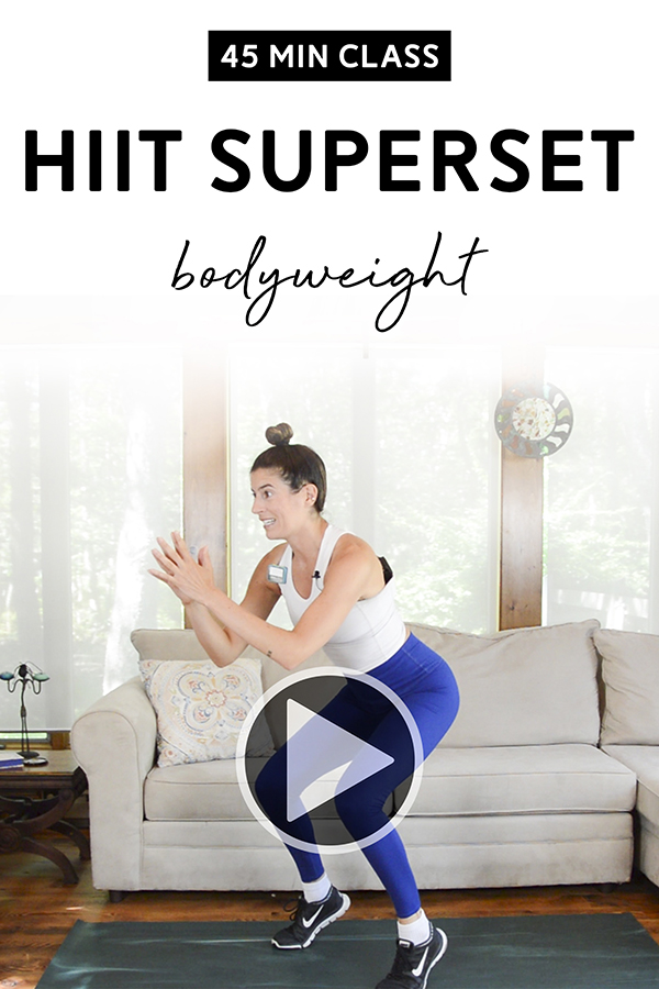 HIIT Superset Class (45 Mins) - Bodyweight Only | In this 45-minute workout class, we'll prepare our bodies for hiit training with mobility and gentle cardio. You then move onto your HIIT Supersets. We end with a guided cool down. #hiittraining #fitnessclass #workoutclass #hiitsuperset