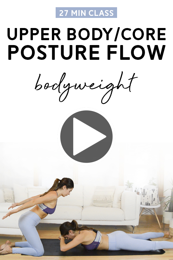Bodyweight Posture Workout - Upper Body & Core - This Pilates-inspired workout flow focuses on strengthening the upper back, opening up through the chest, and shoulder stability. #bodyweightworkout #upperbodyworkout